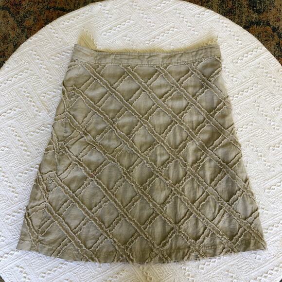 For Cynthia Linen Blend Textured A-Line Skirt Large Neutral Midi Boho Minimalist - Picture 3 of 9